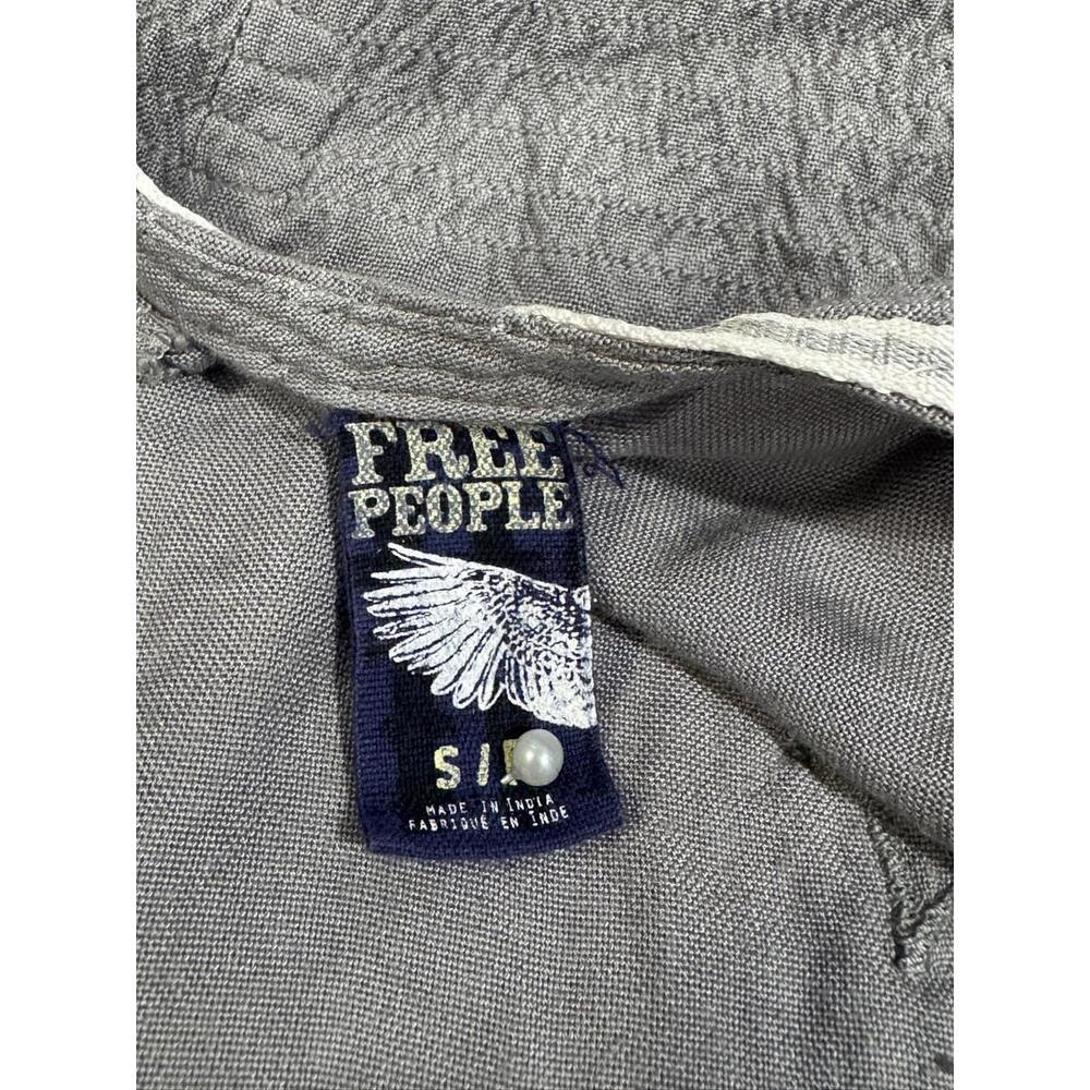 Free People Gray Embroidered Open Back Cold Shoulder Tunic Top Sz S - Picture 5 of 5